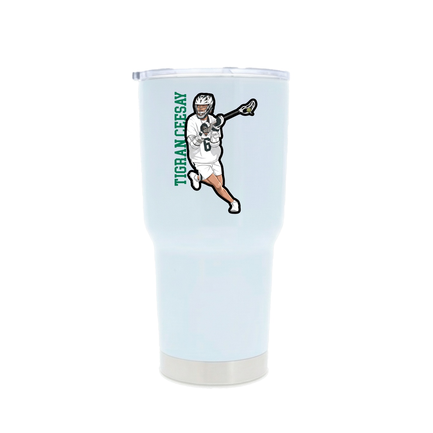 30oz Stainless Steel Tumbler — Name Vertical in White