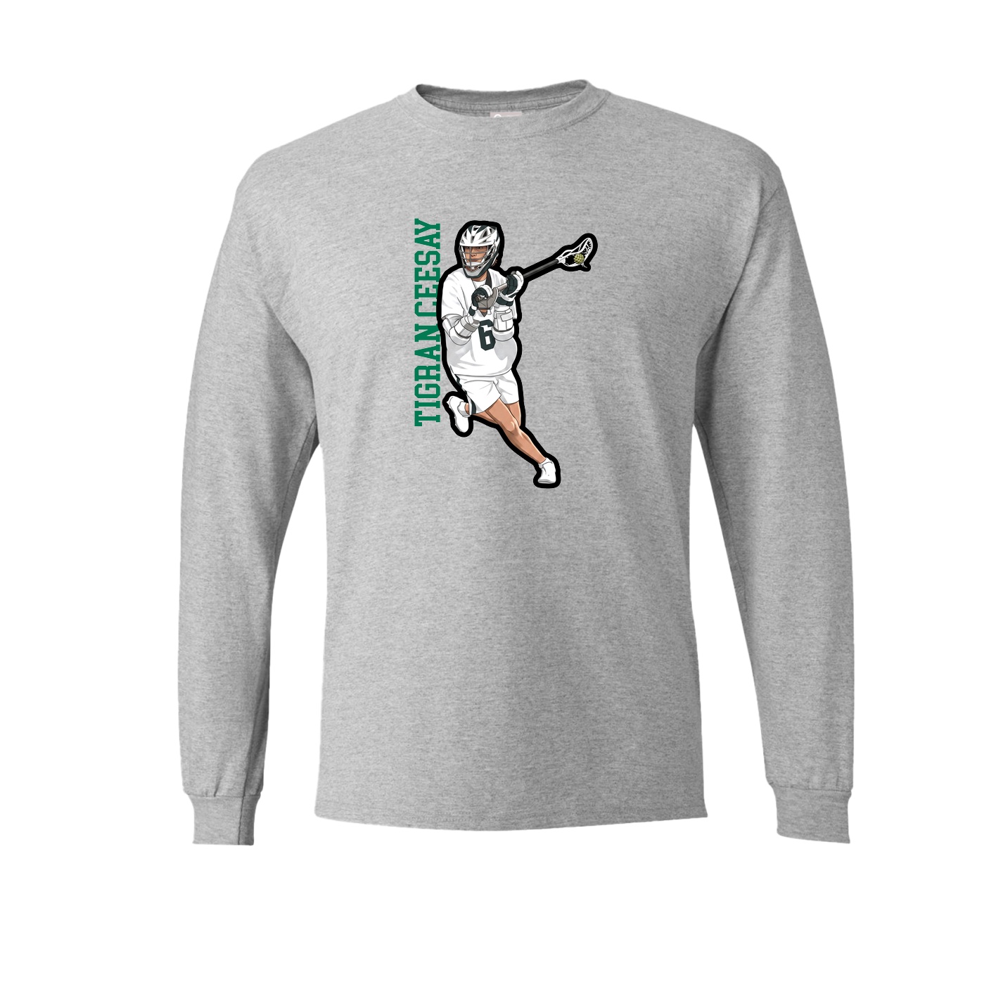 Long Sleeve Tee — Name Vertical in Grey