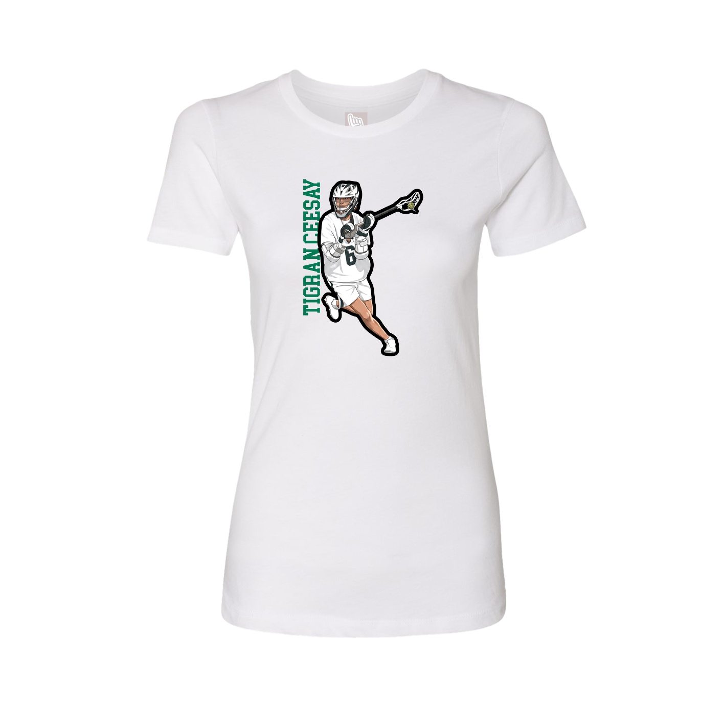 Womens Tee — Name Vertical in White