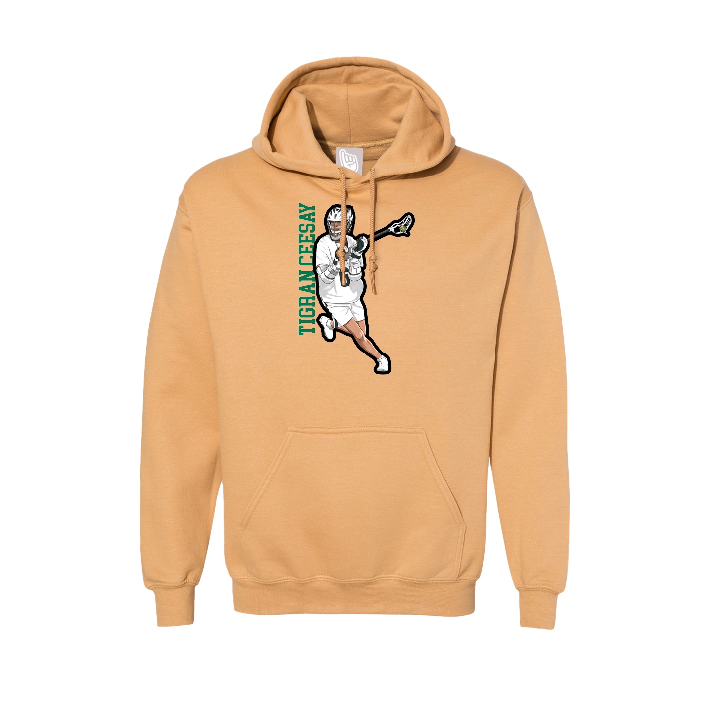 Hoodie — Name Vertical in Vegas Gold
