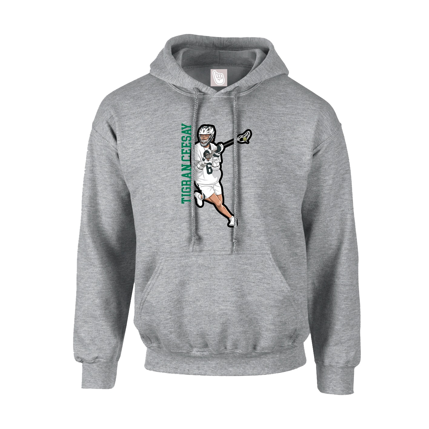 Youth Hoodie — Name Vertical in Grey