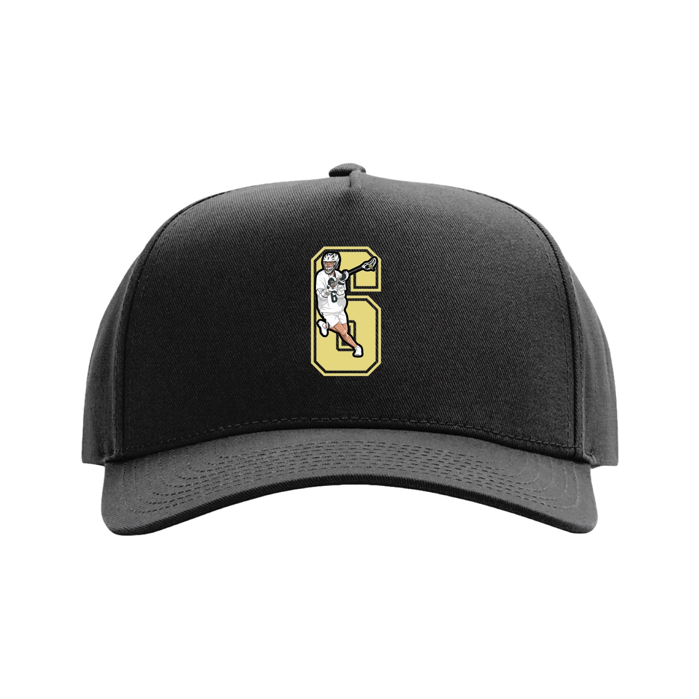Full Fabric Five-Panel Champ Cap — Number in Black