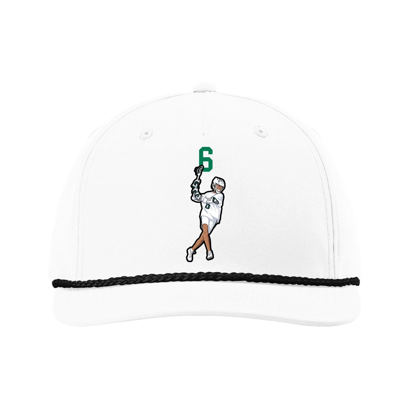 Five-Panel Classic Rope Cap — Number Top in White