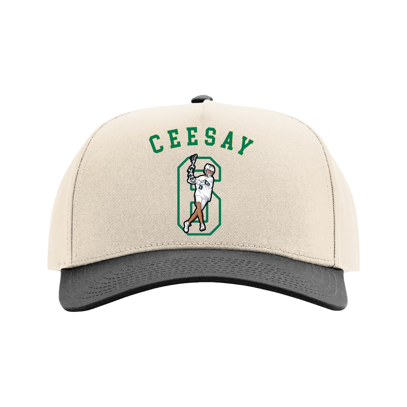 Full Fabric Five-Panel Champ Cap — Shirsey Arch in Cream/Black