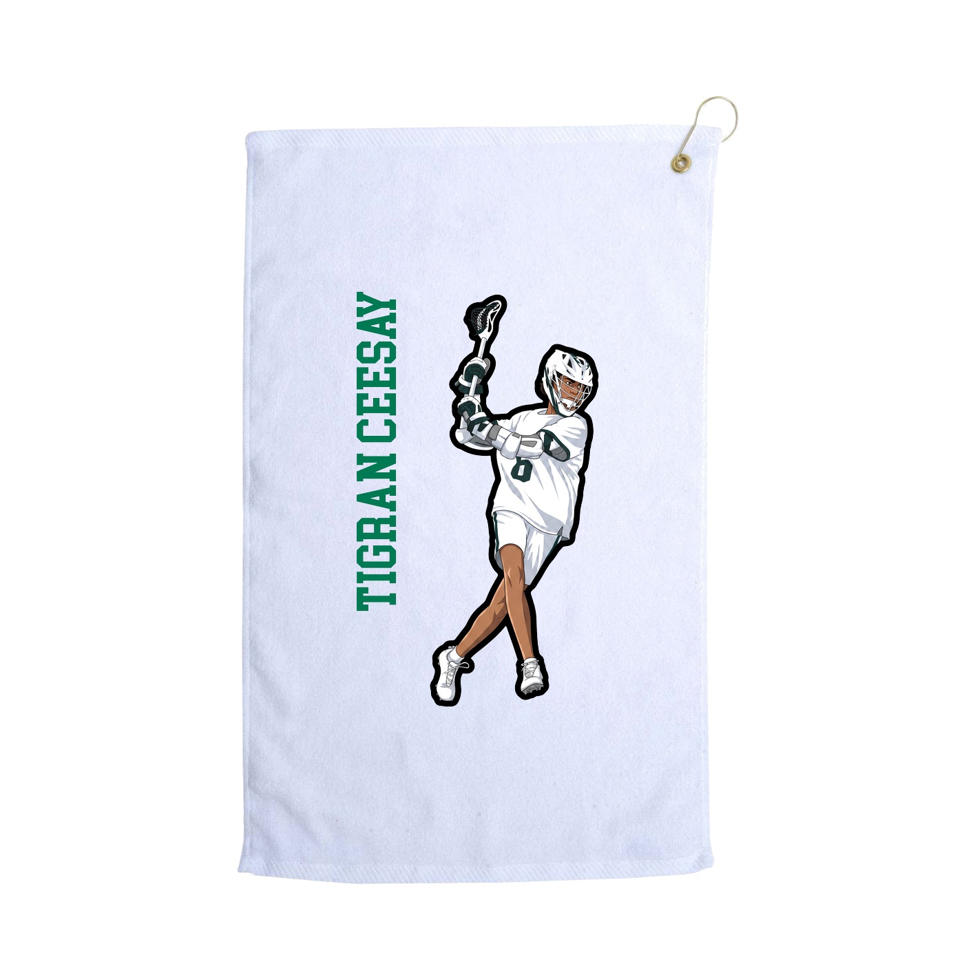 Golf Towel — Name Vertical in White