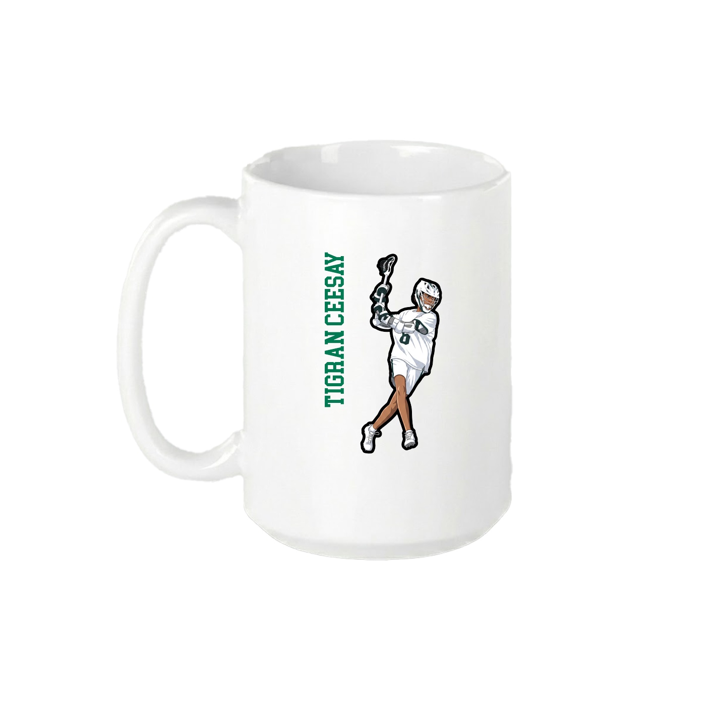 15oz Coffee Mug — Name Vertical in White
