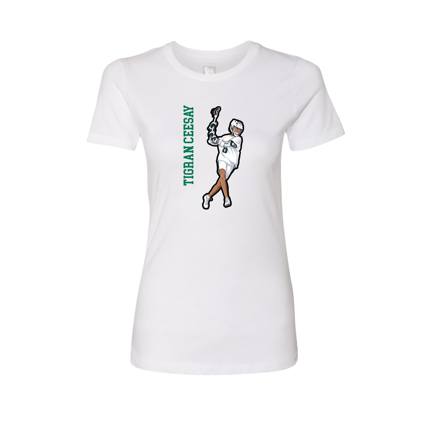 Womens Tee — Name Vertical in White