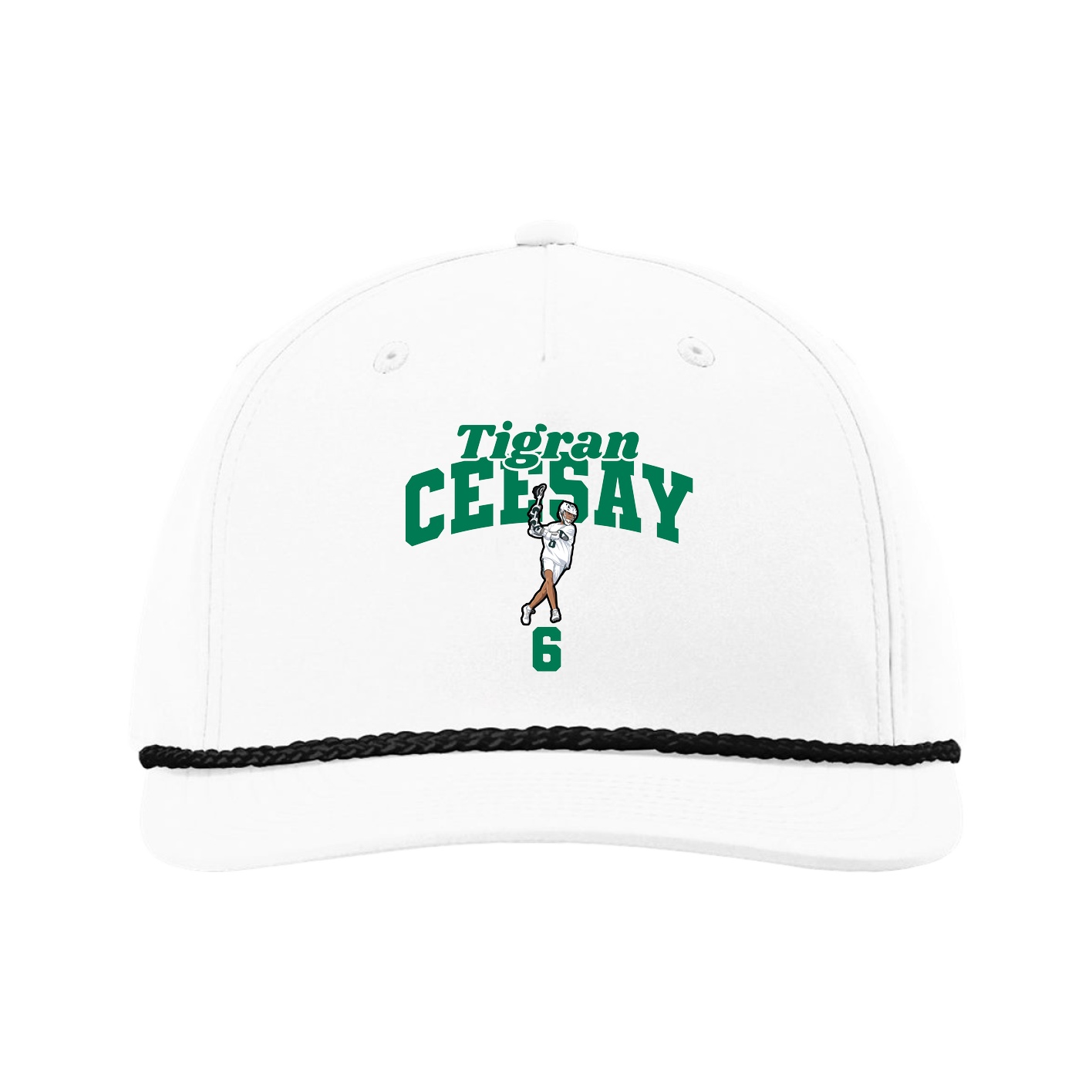 Five-Panel Classic Rope Cap — Signature Arch in White