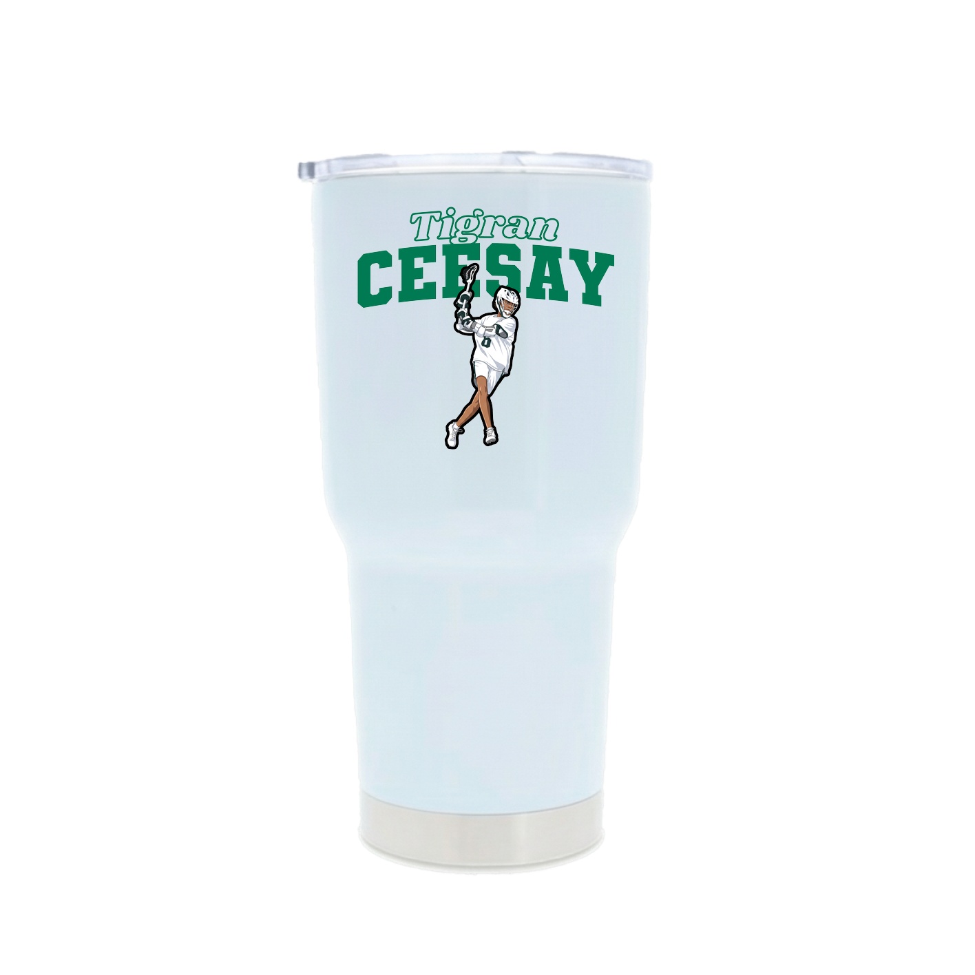 30oz Stainless Steel Tumbler — Name Arch in White