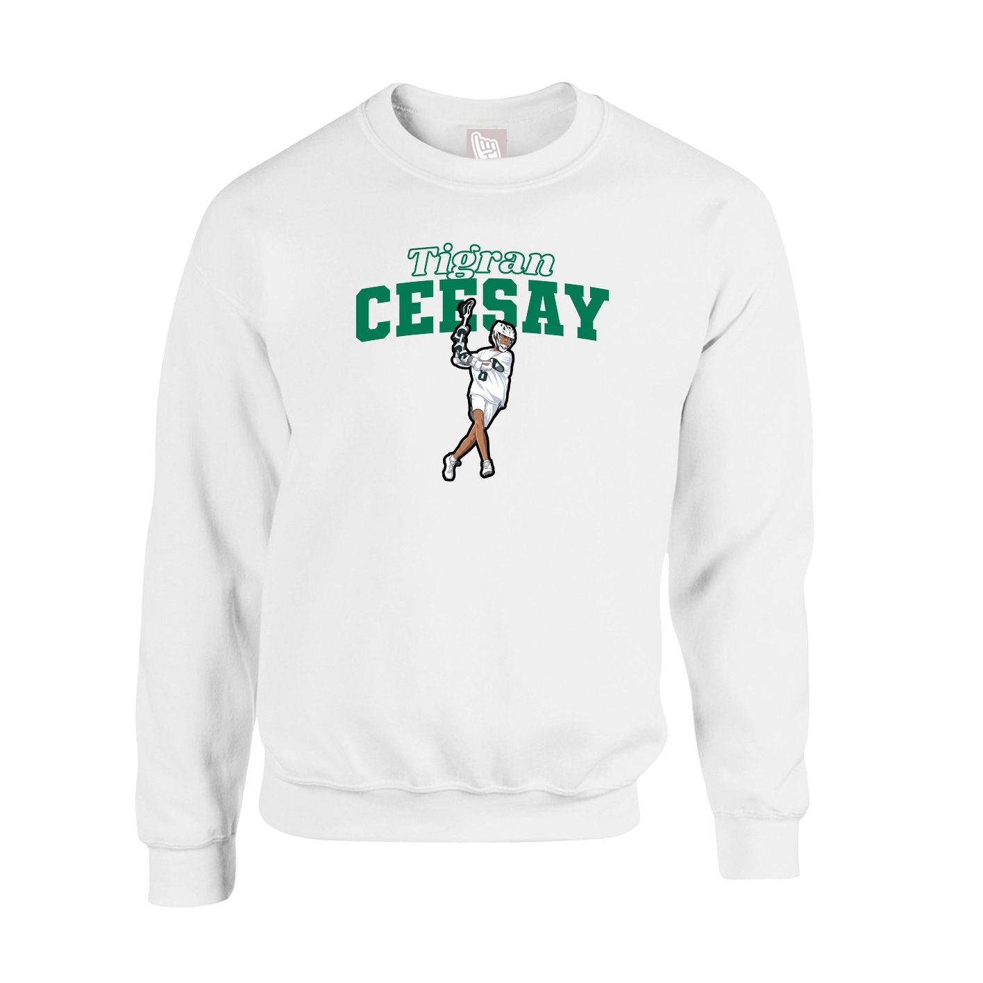 Fleece Crew — Name Arch in White