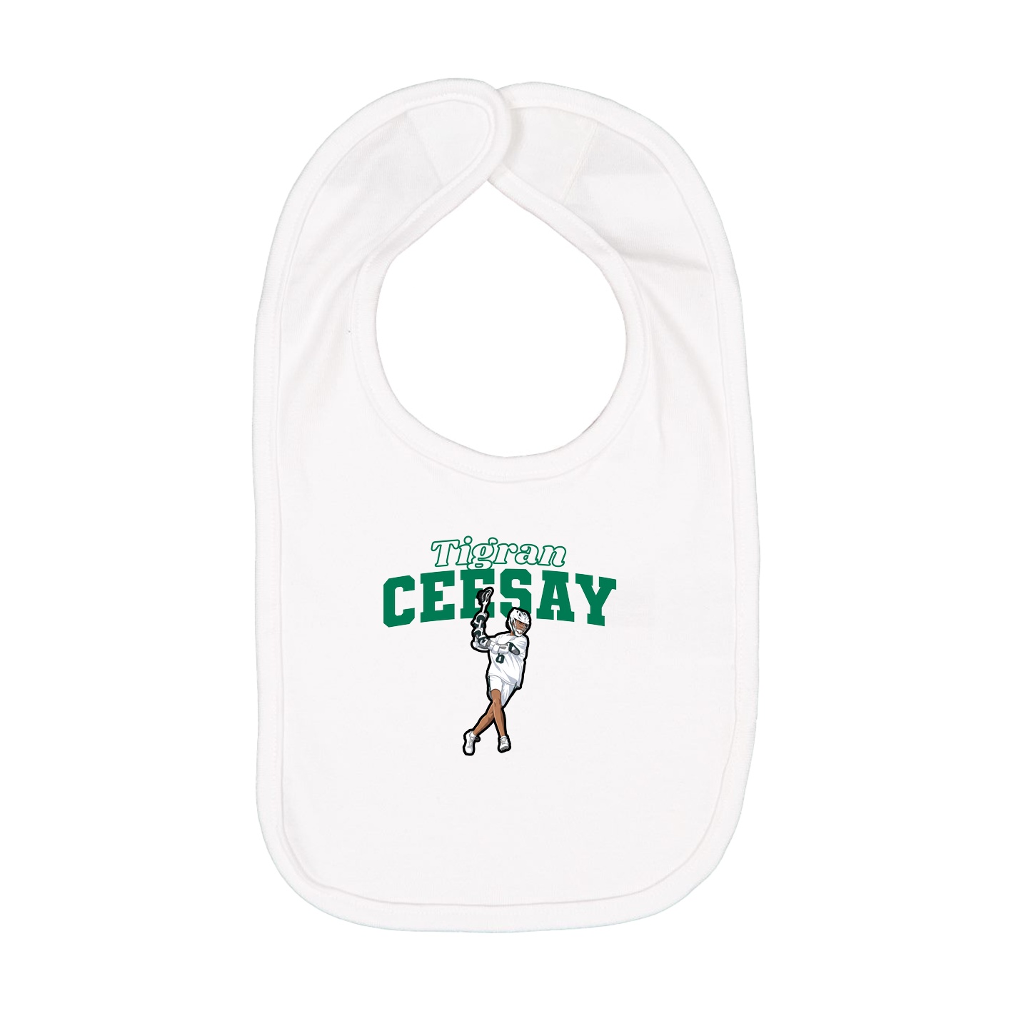 Infant Bib — Name Arch in White