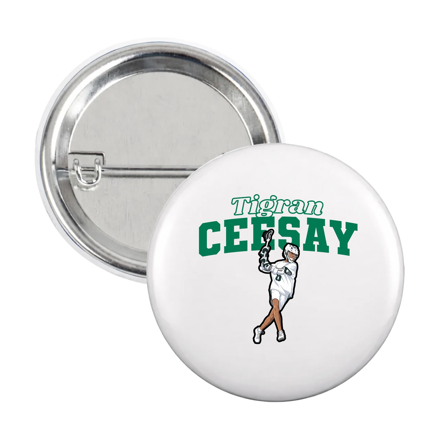 Game Day Button — Name Arch in White