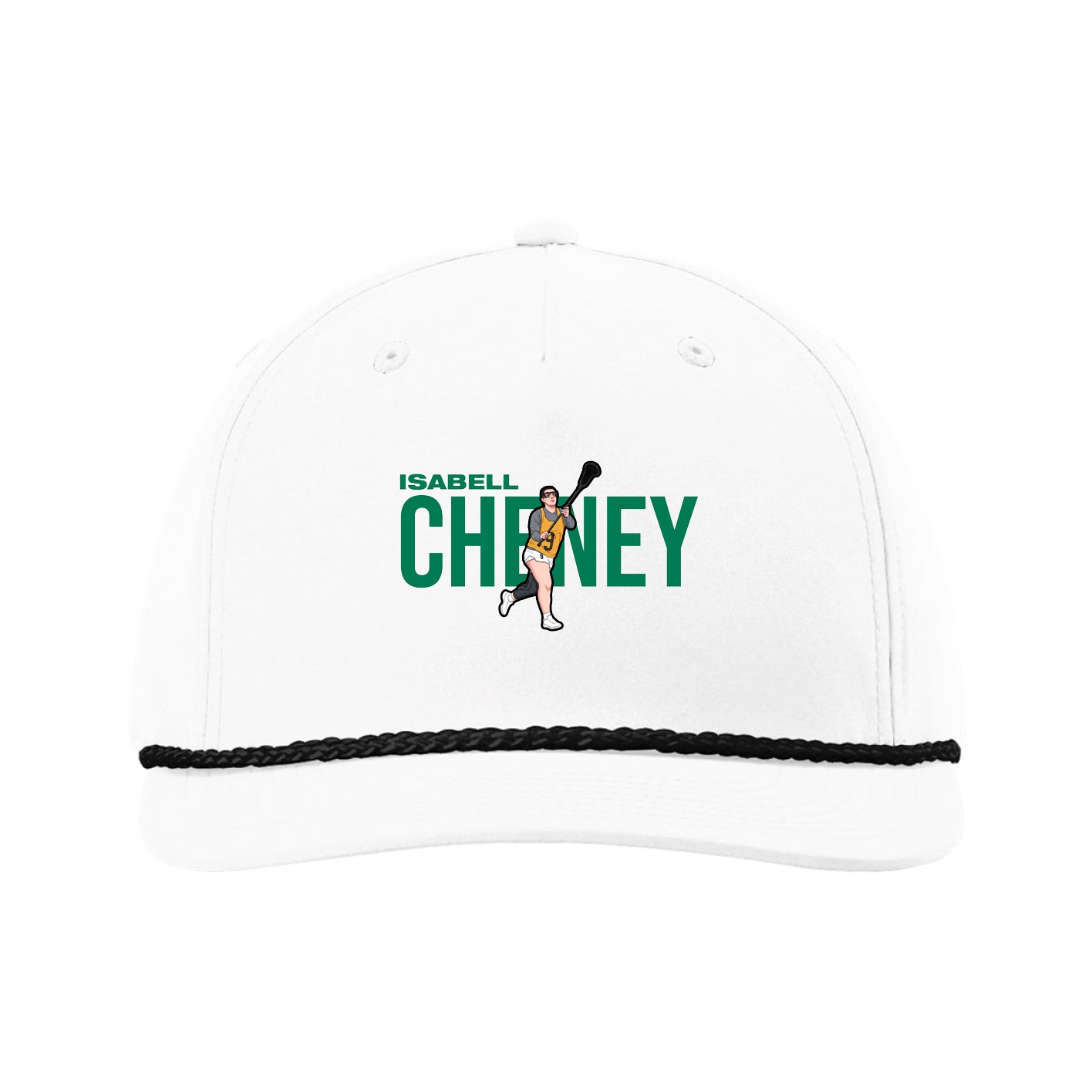 Five-Panel Classic Rope Cap — Player Name in White