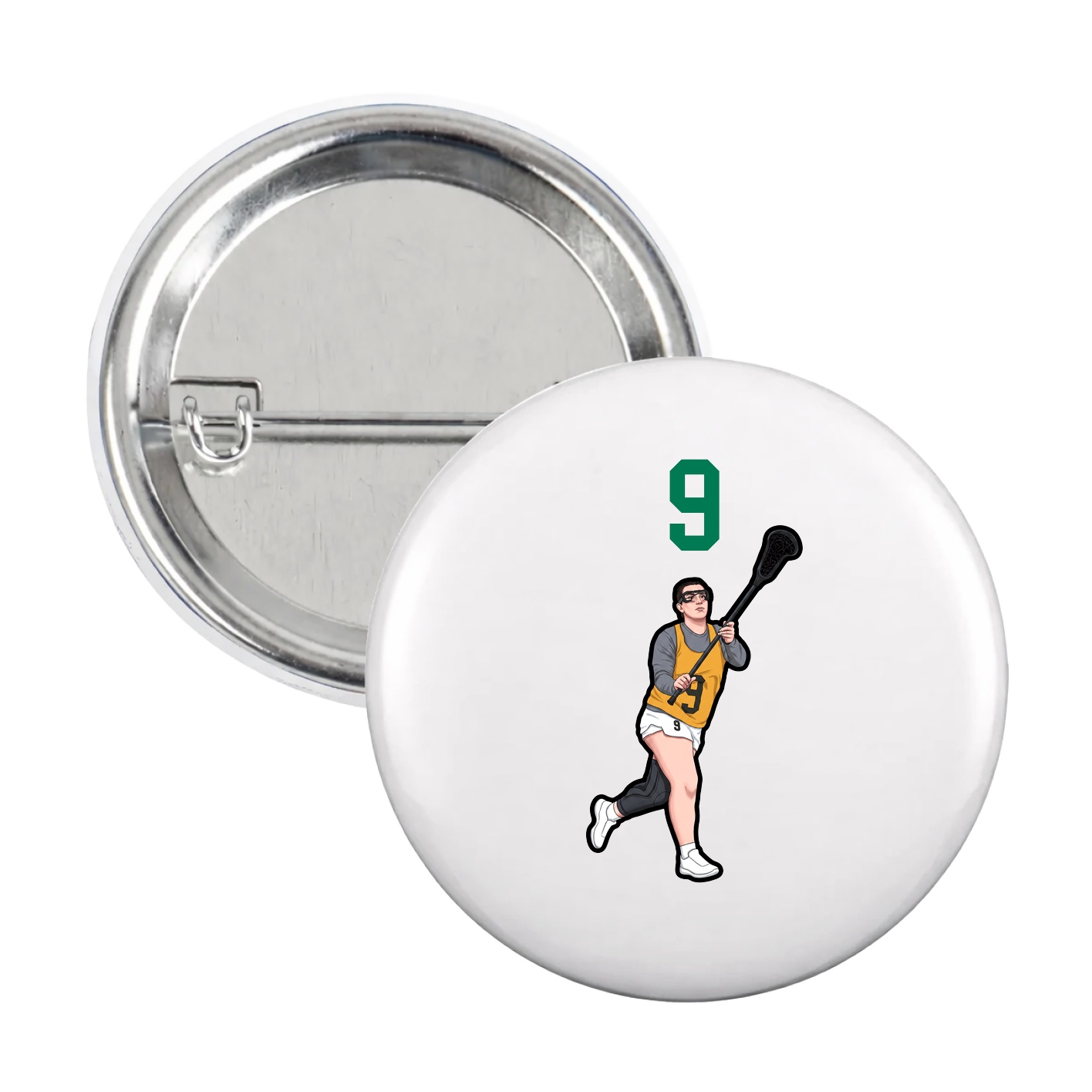 Game Day Button — Number Top in White