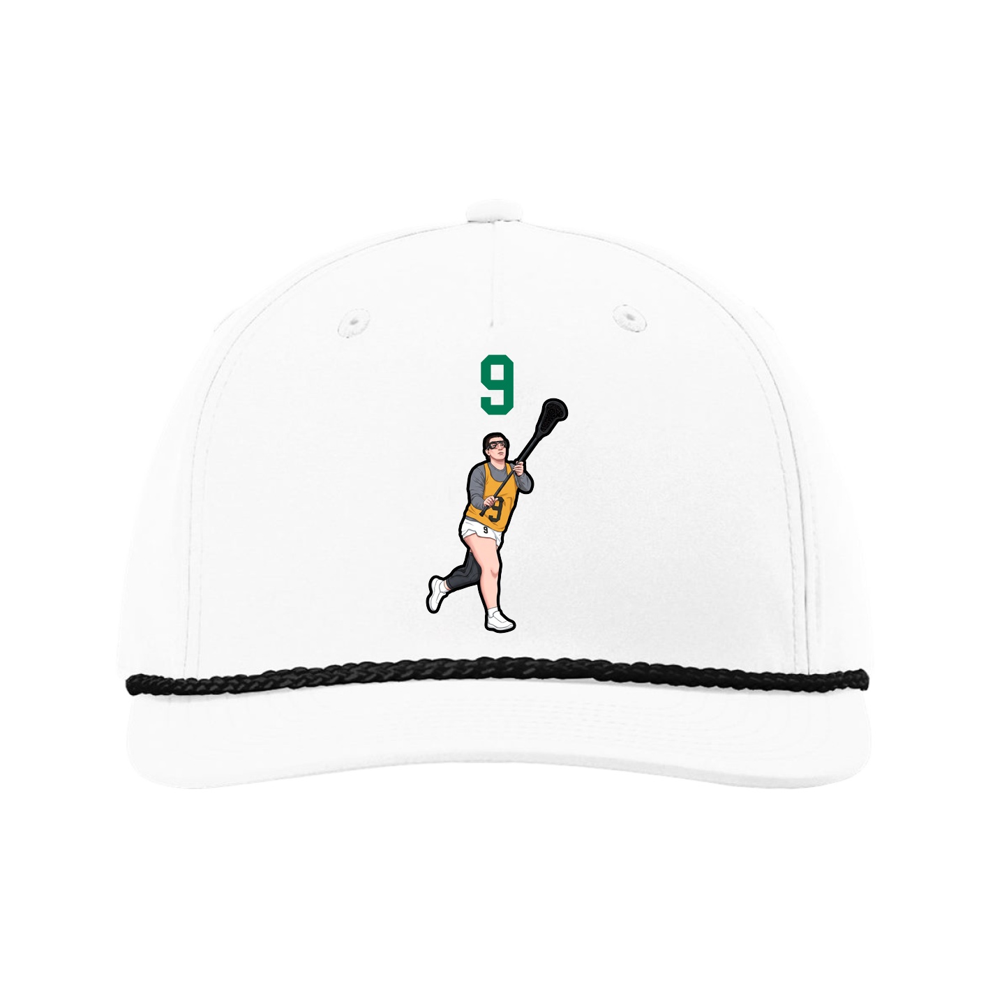 Five-Panel Classic Rope Cap — Number Top in White
