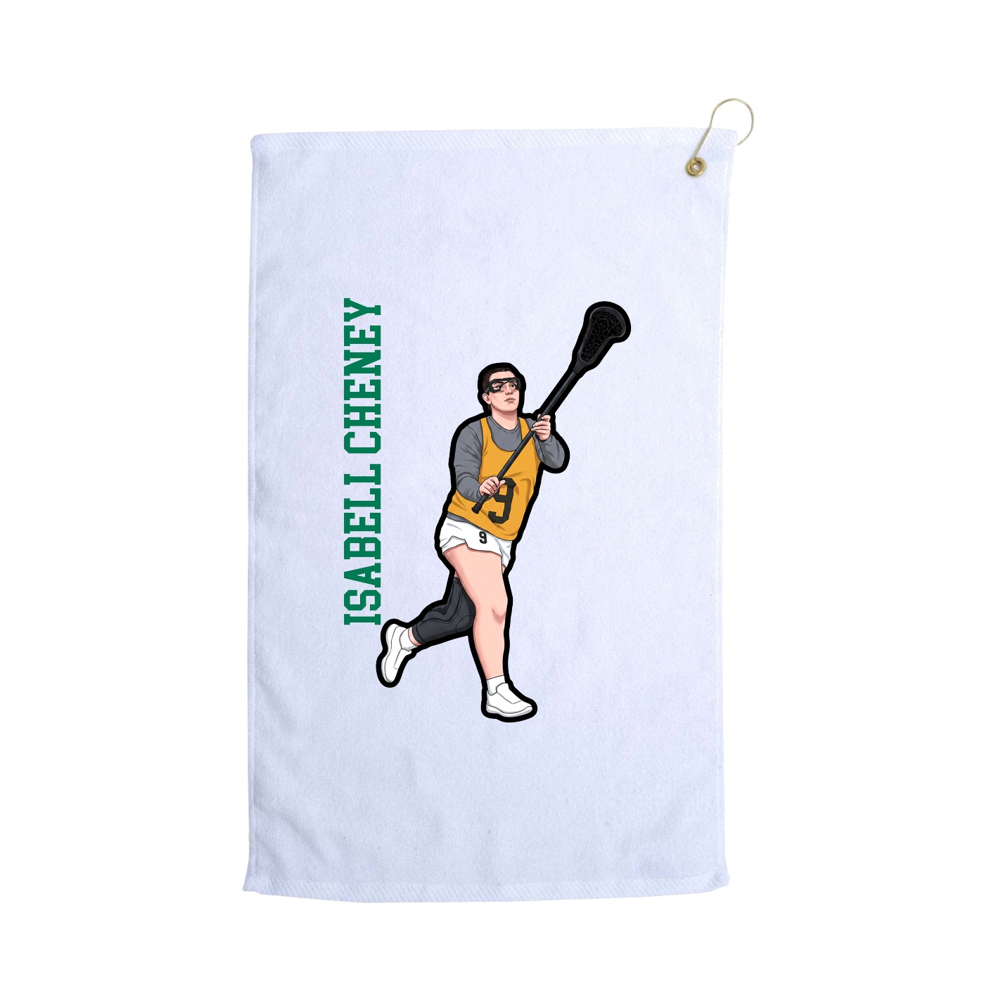 Golf Towel — Name Vertical in White