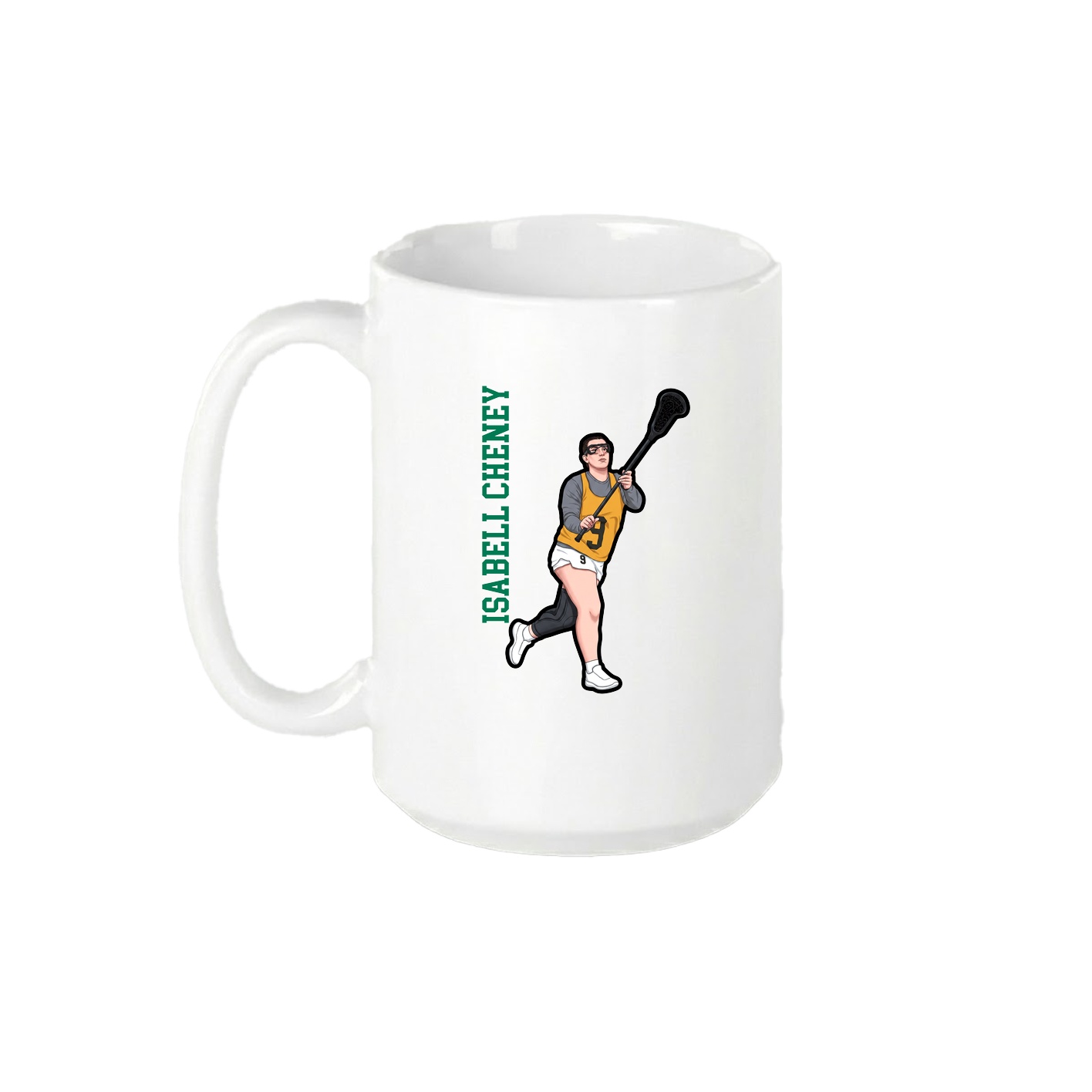 15oz Coffee Mug — Name Vertical in White