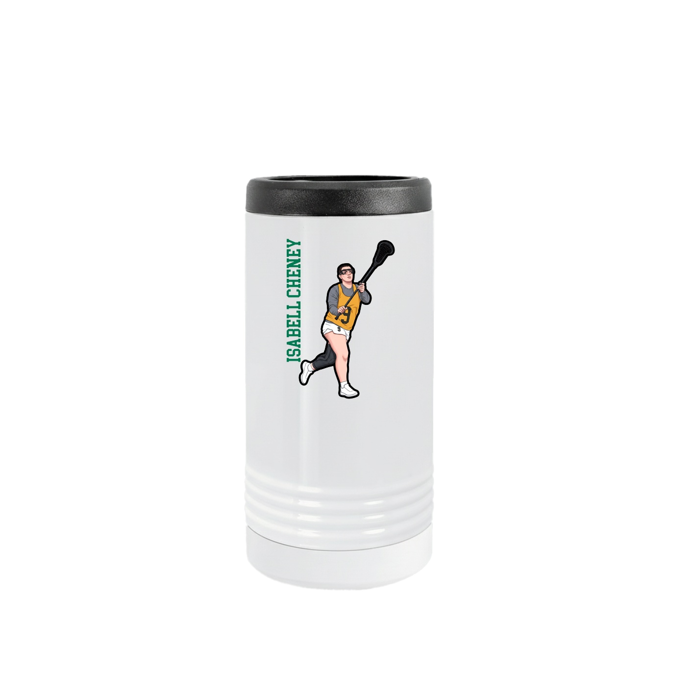 Slim Beverage Holder — Name Vertical in White