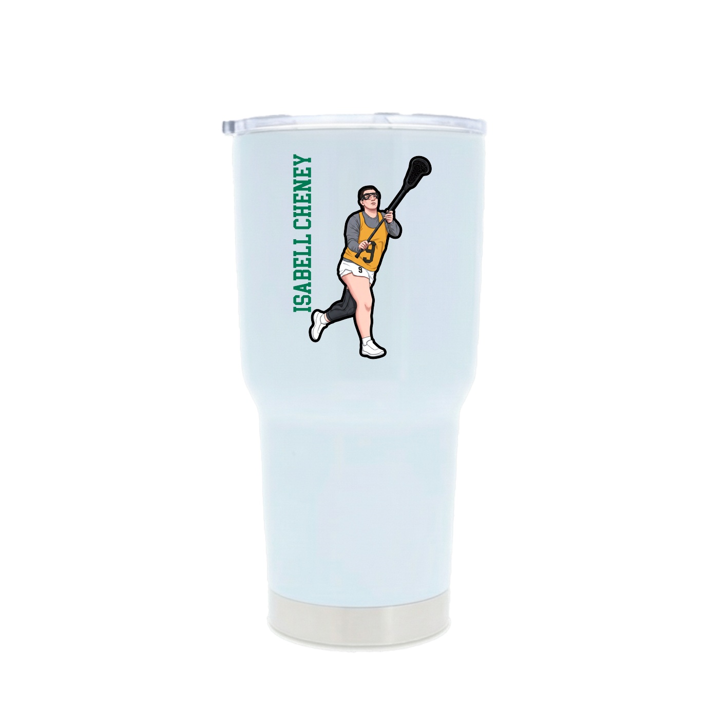 30oz Stainless Steel Tumbler — Name Vertical in White