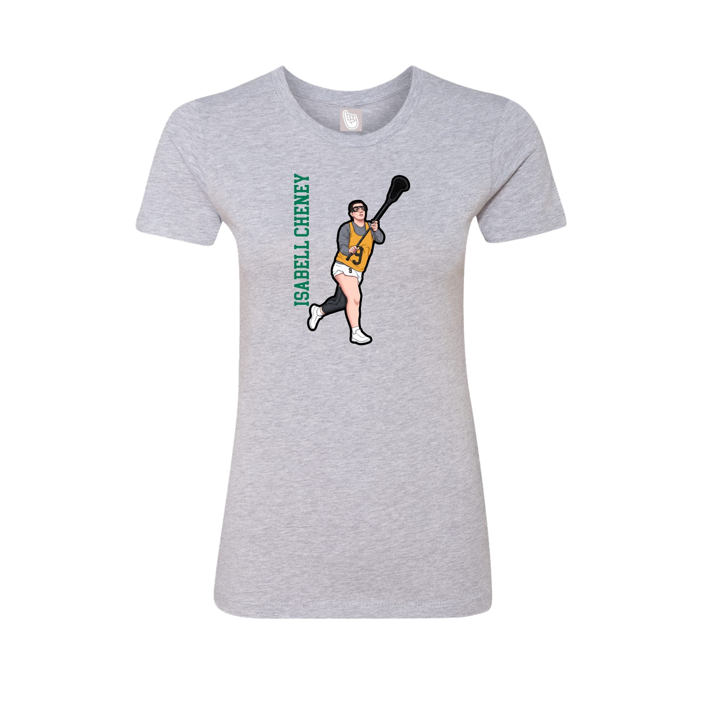 Fitted Women's Tee — Name Vertical in Grey