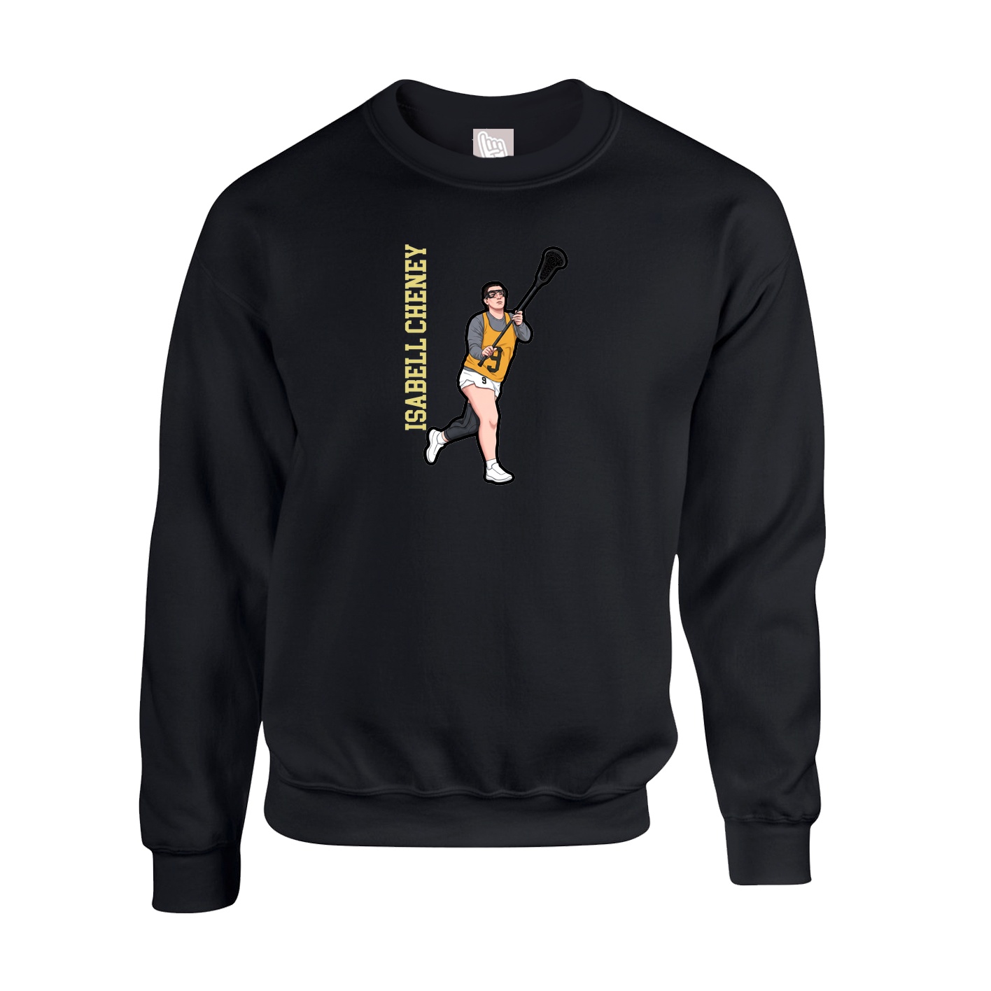 Fleece Crew — Name Vertical in Black