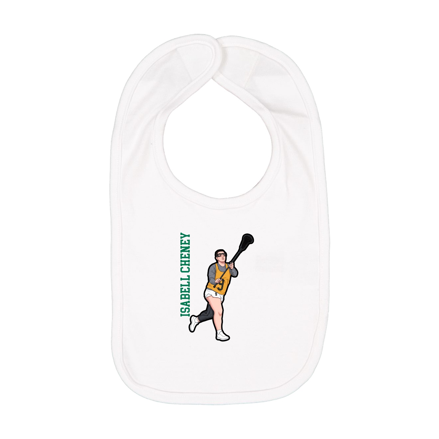 Infant Bib — Name Vertical in White