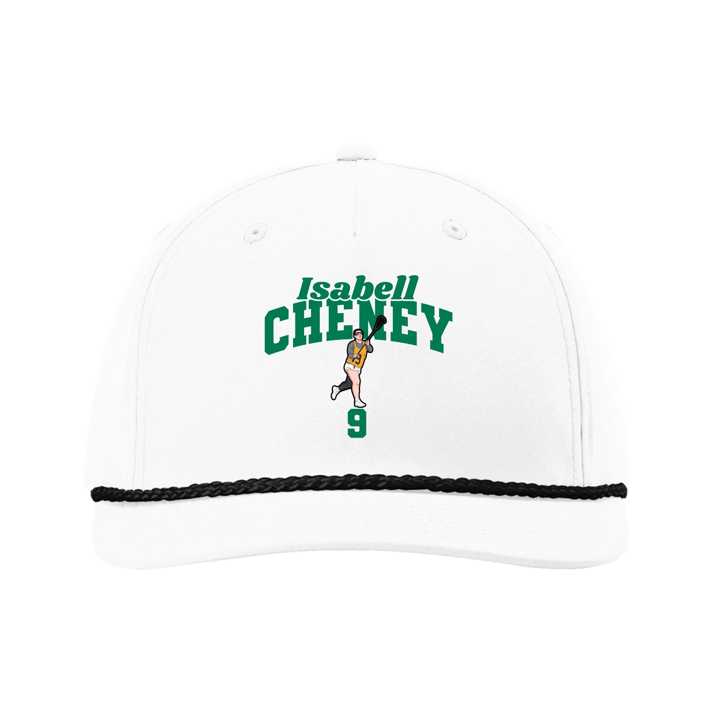 Five-Panel Classic Rope Cap — Signature Arch in White