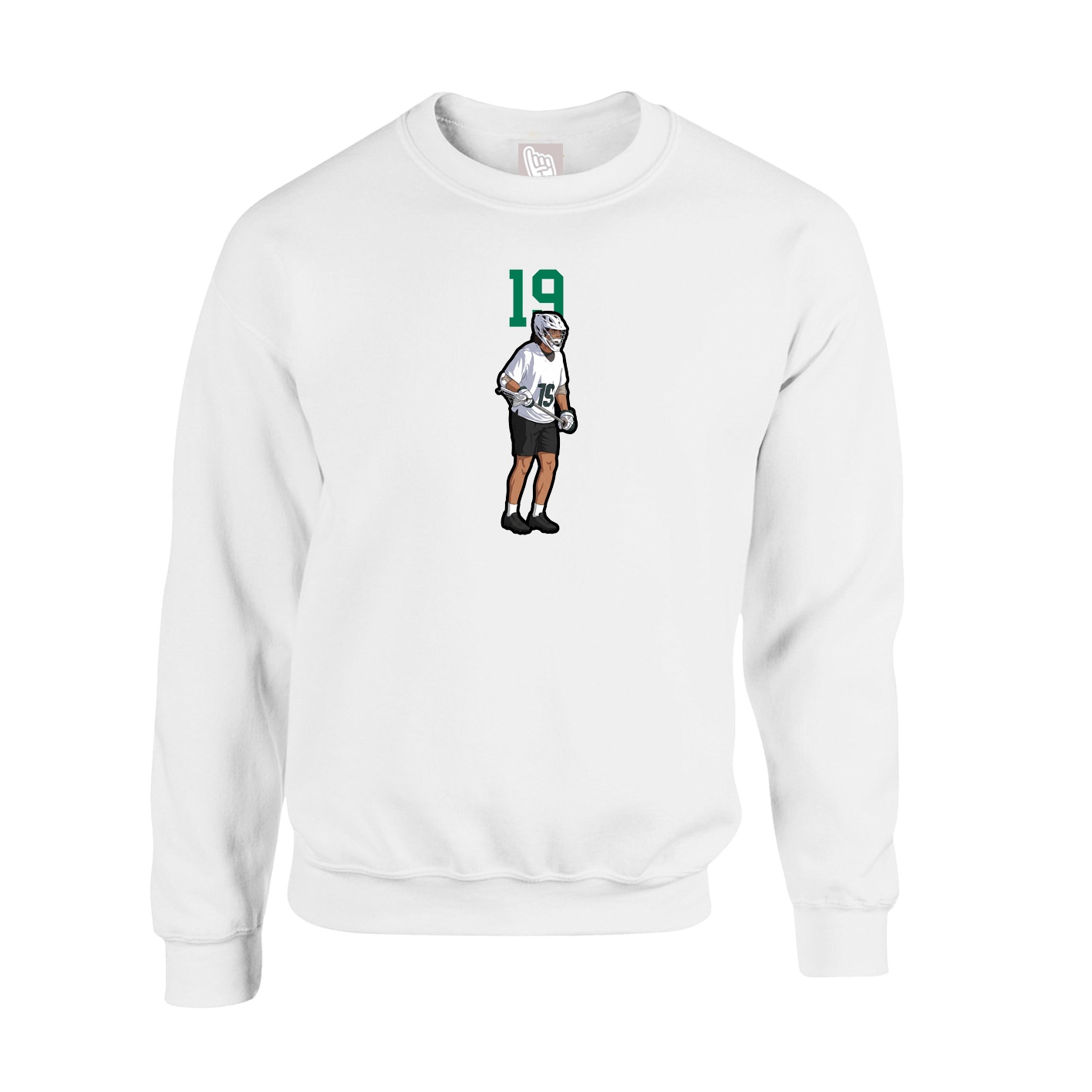 Fleece Crew — Number Top in White