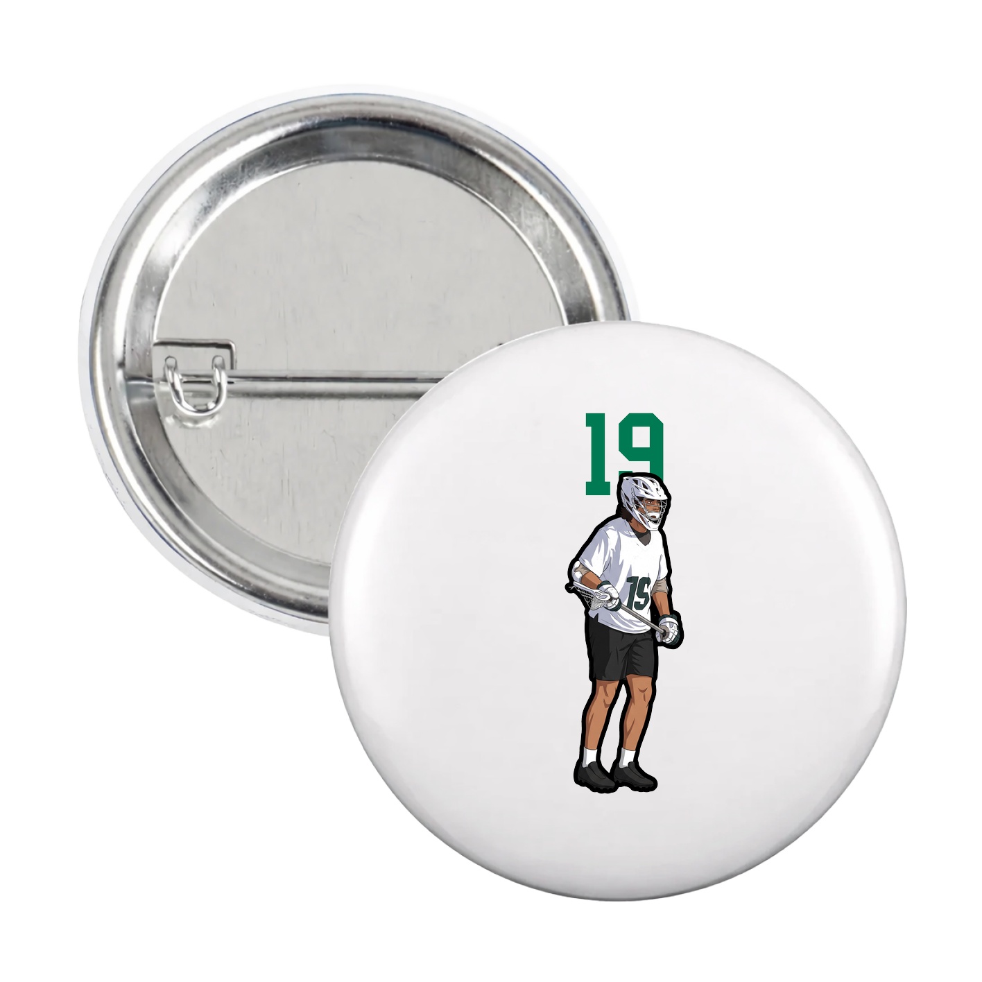 Game Day Button — Number Top in White