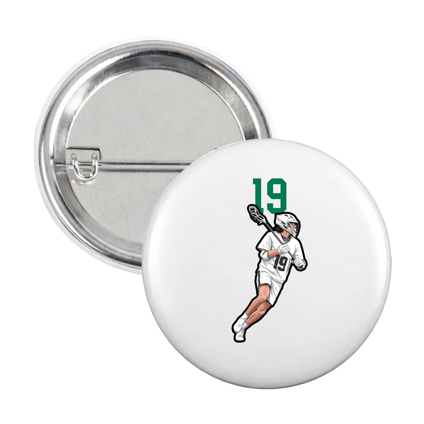 Game Day Button — Number Top in White