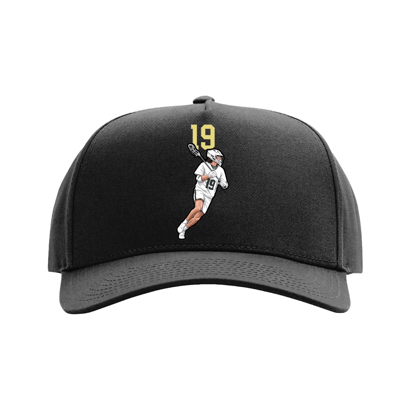 Full Fabric Five-Panel Champ Cap — Number Top in Black