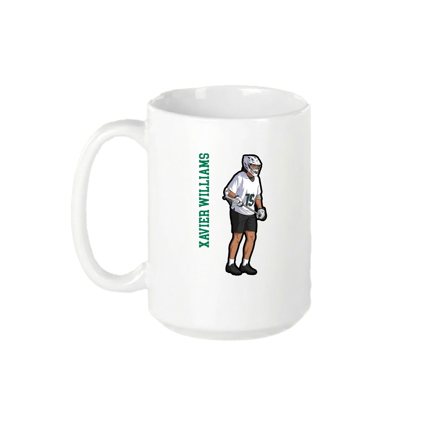 15oz Coffee Mug — Name Vertical in White