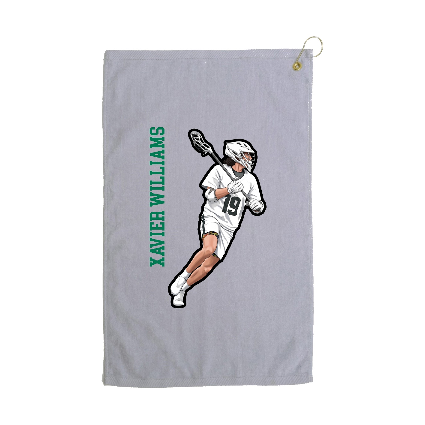 Golf Towel — Name Vertical in Grey