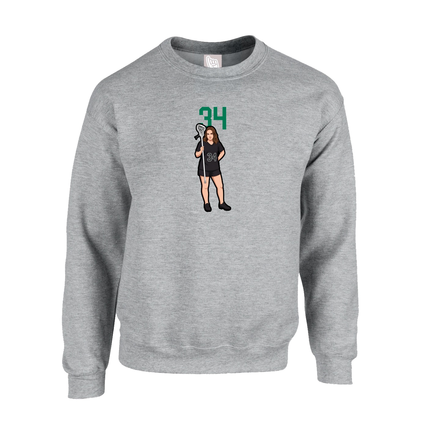 Fleece Crew — Number Top in Grey