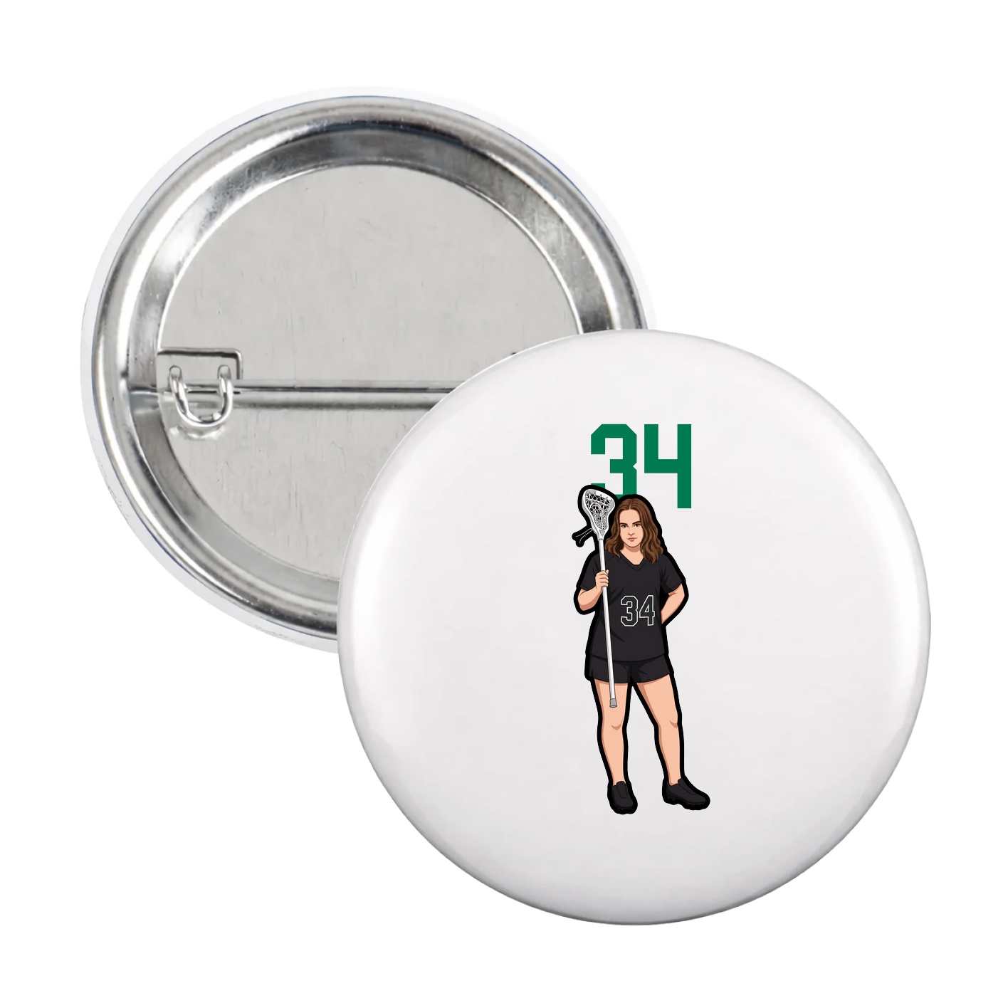 Game Day Button — Number Top in White