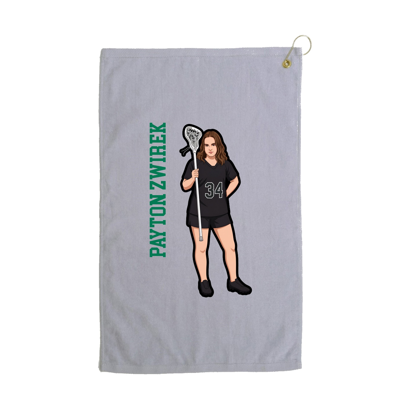 Golf Towel — Name Vertical in Grey