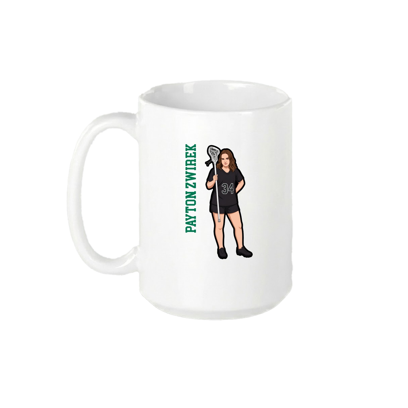 15oz Coffee Mug — Name Vertical in White