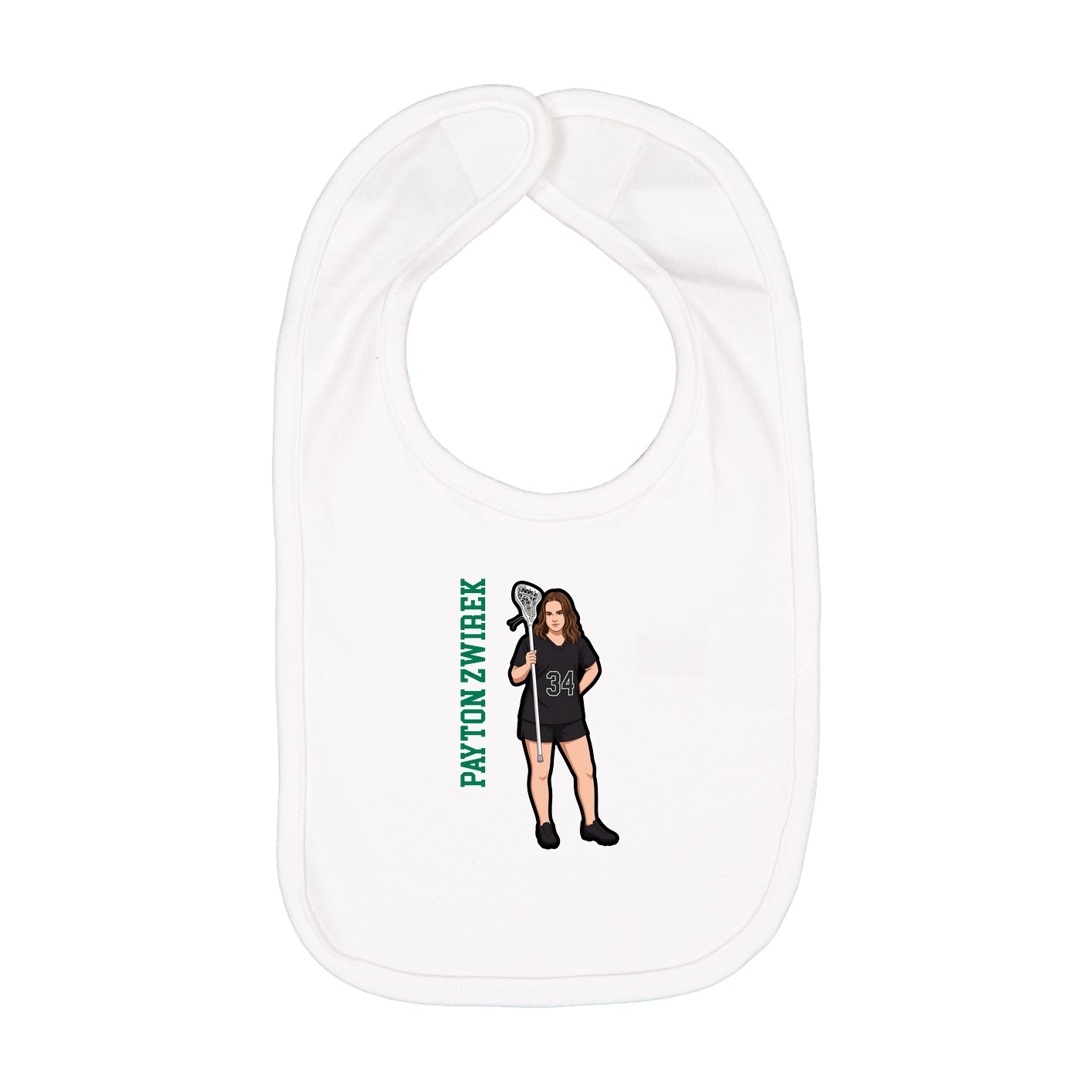 Infant Bib — Name Vertical in White