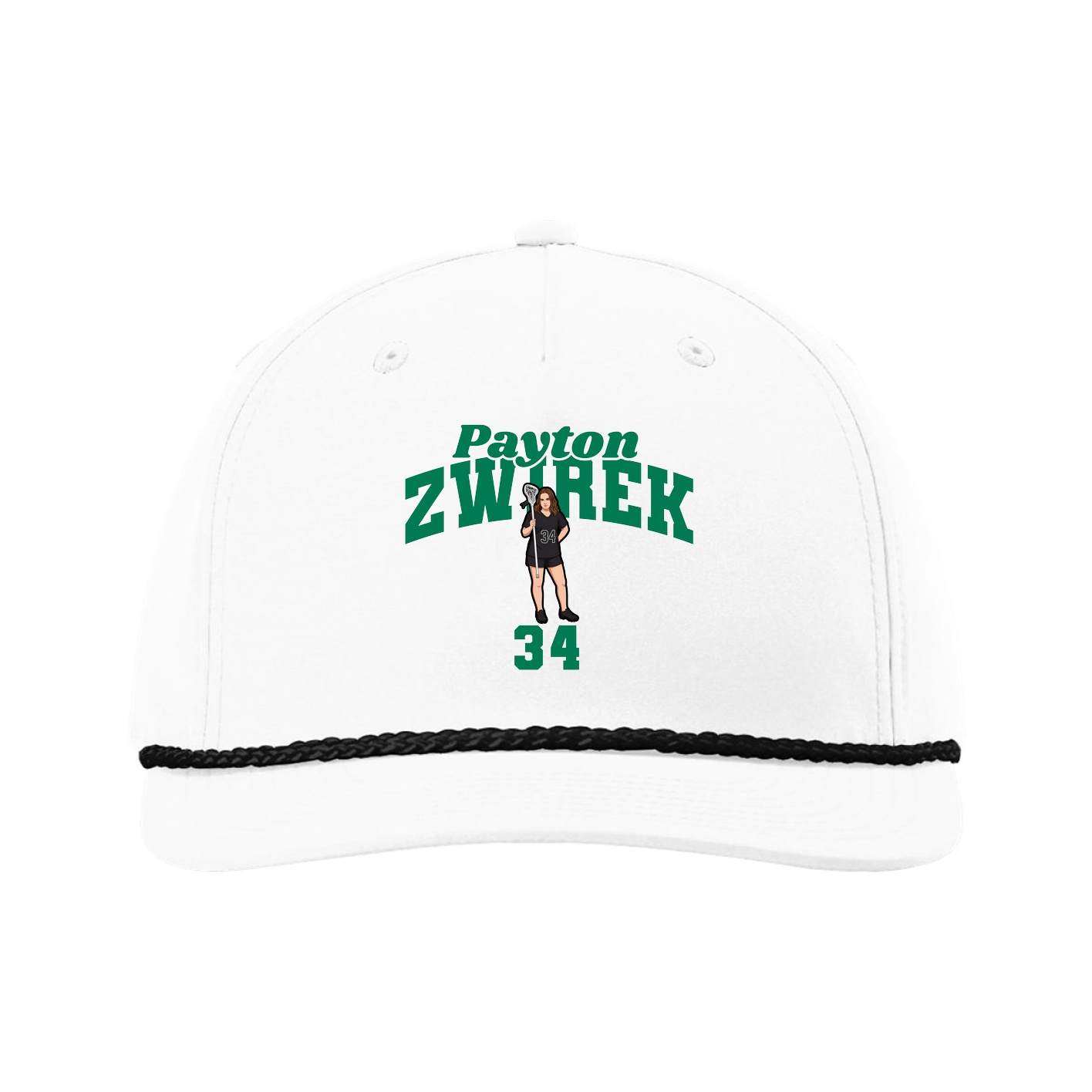 Five-Panel Classic Rope Cap — Signature Arch in White
