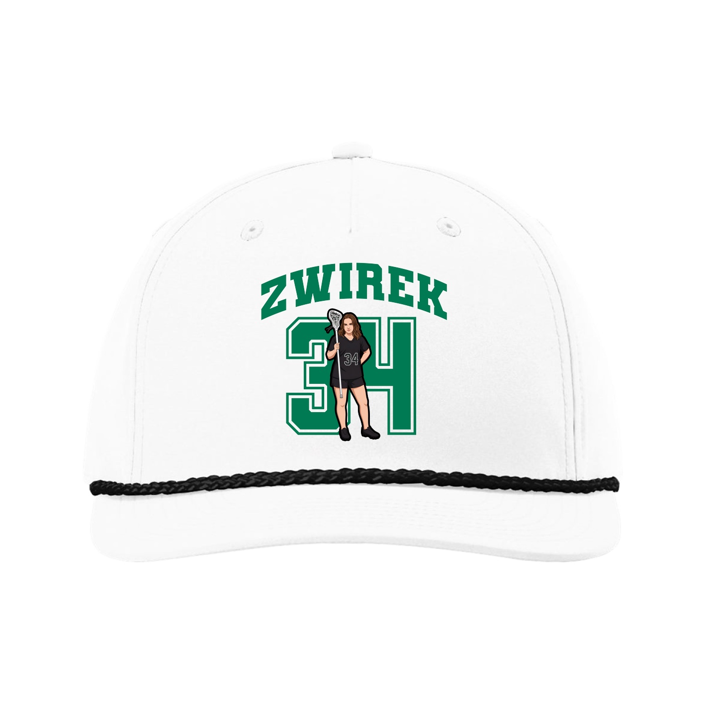 Five-Panel Classic Rope Cap — Number in White