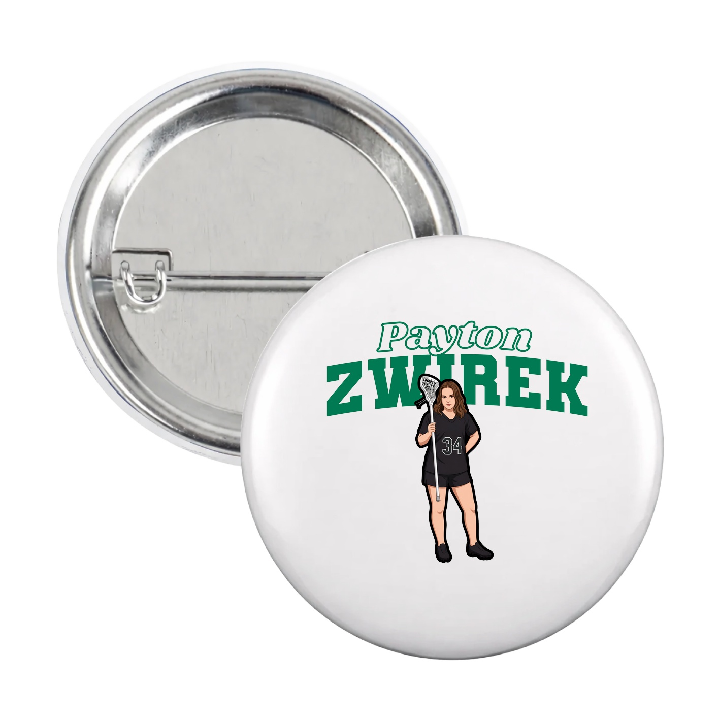 Game Day Button — Name Arch in White