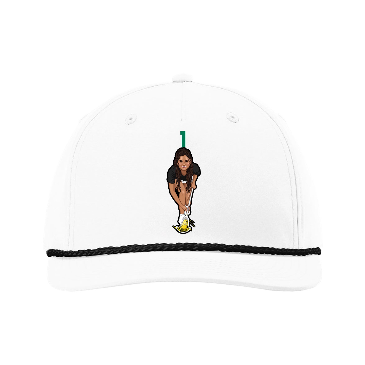 Five-Panel Classic Rope Cap — Number Top in White