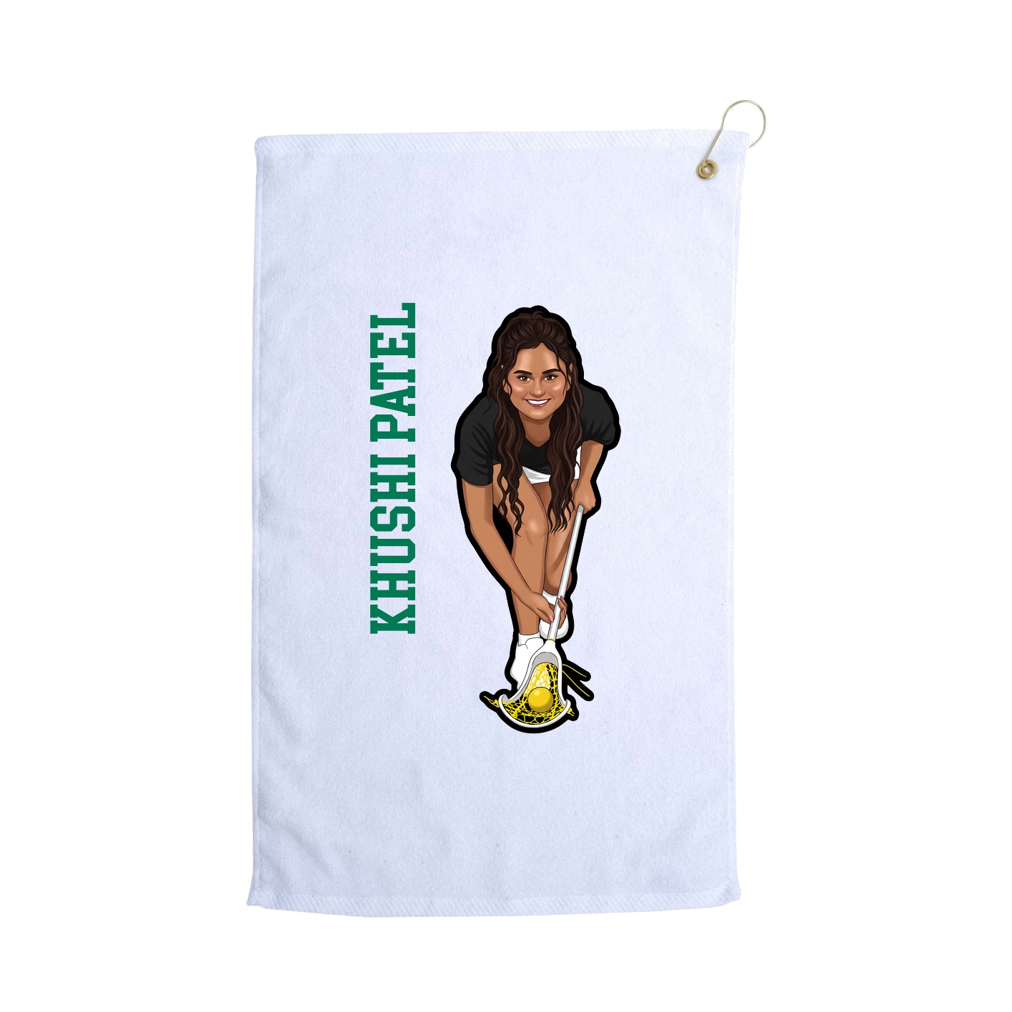 Golf Towel — Name Vertical in White