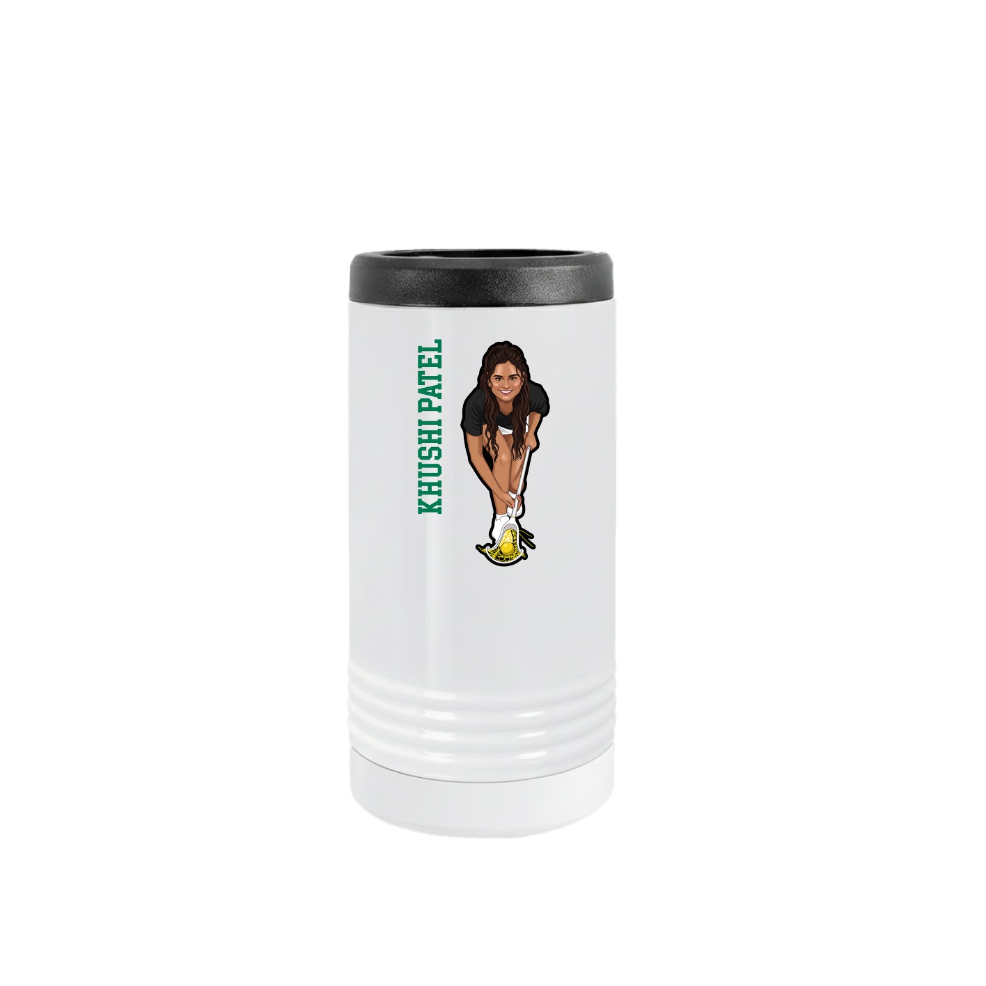 Slim Beverage Holder — Name Vertical in White