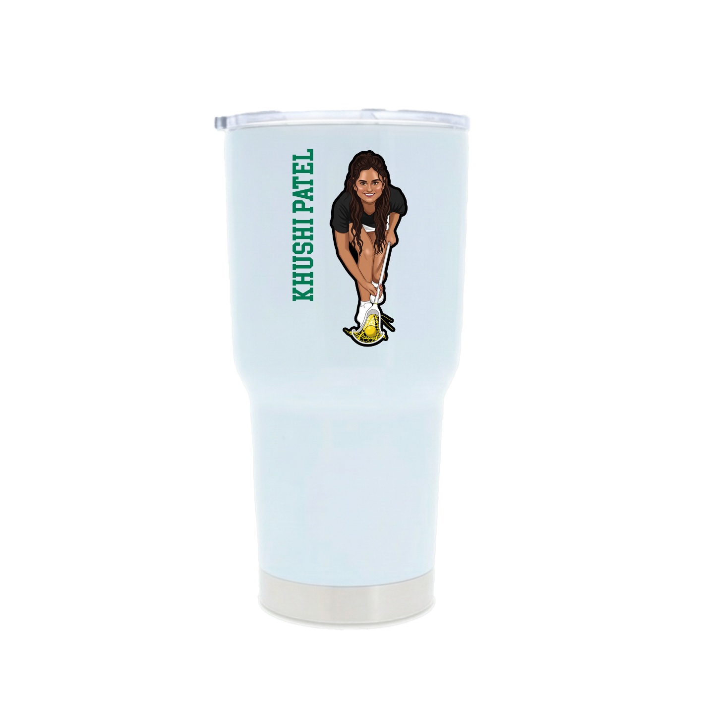 30oz Stainless Steel Tumbler — Name Vertical in White