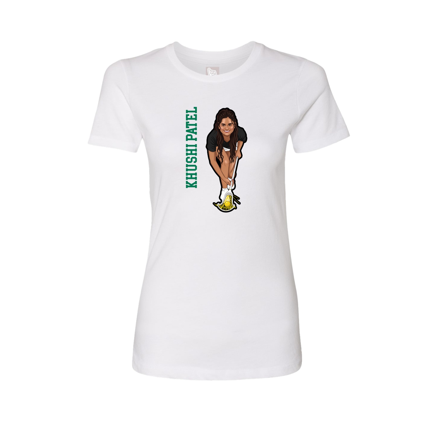 Fitted Women's Tee — Name Vertical in White