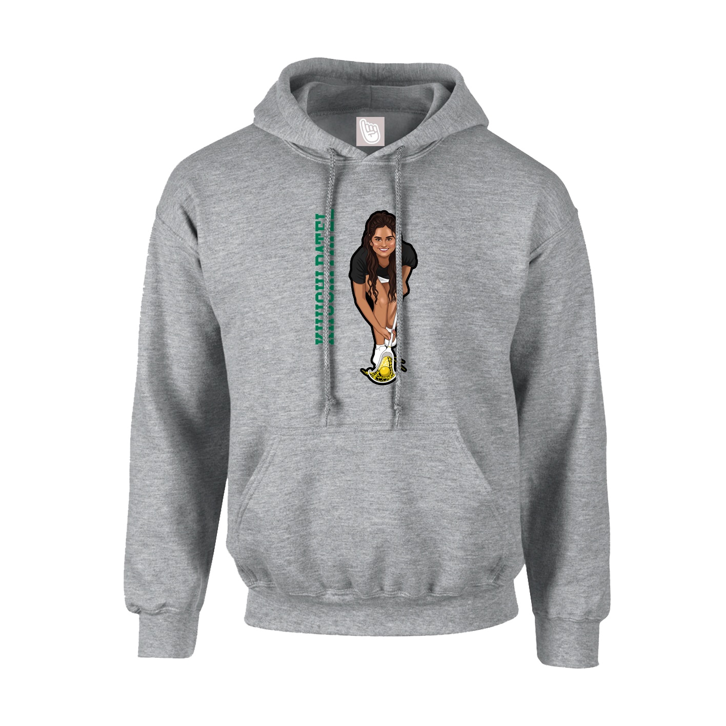 Hoodie — Name Vertical in Grey
