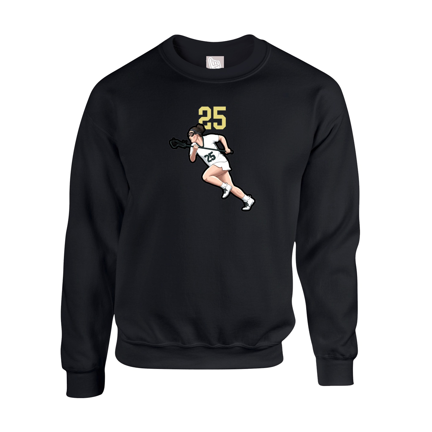 Fleece Crew — Number Top in Black