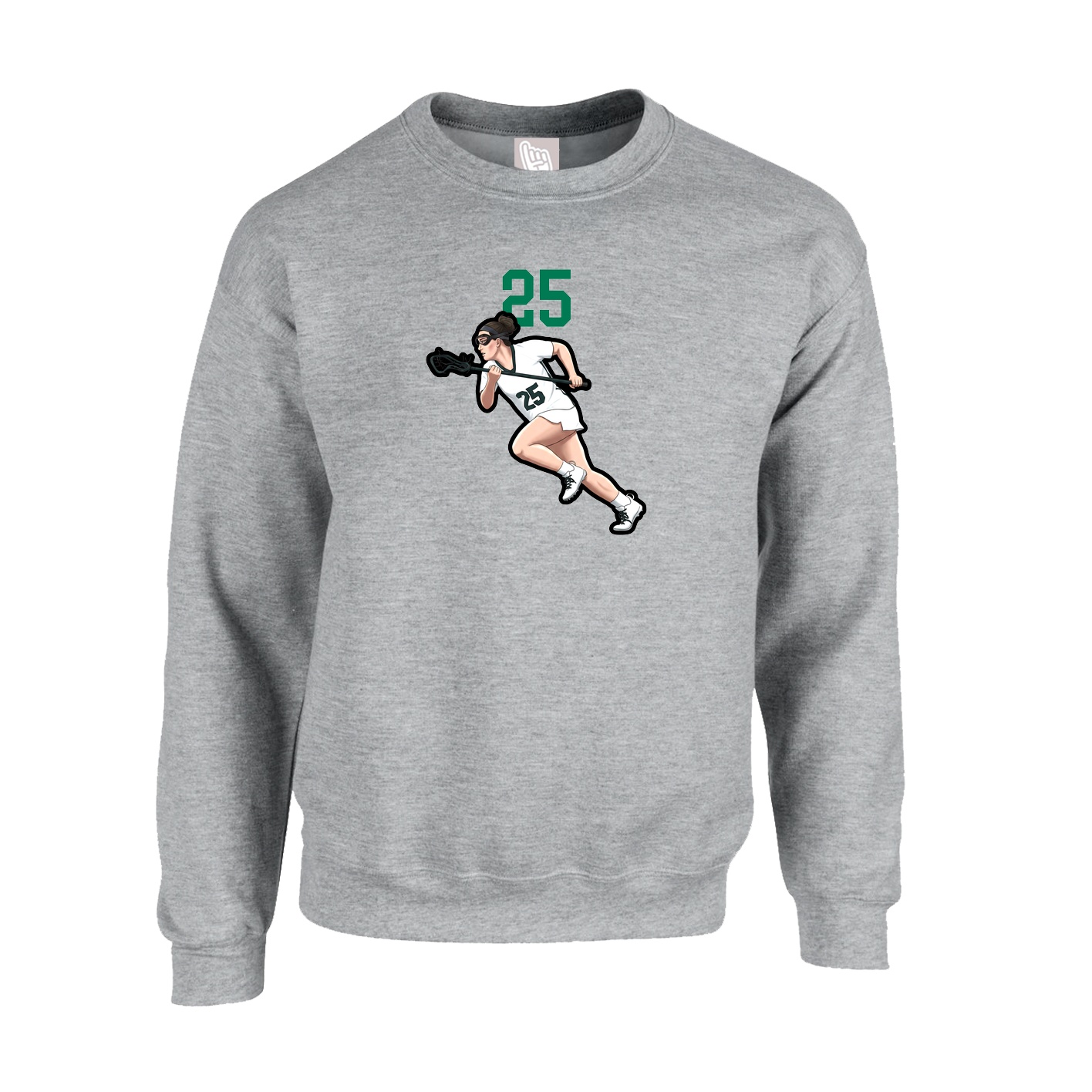 Fleece Crew — Number Top in Grey