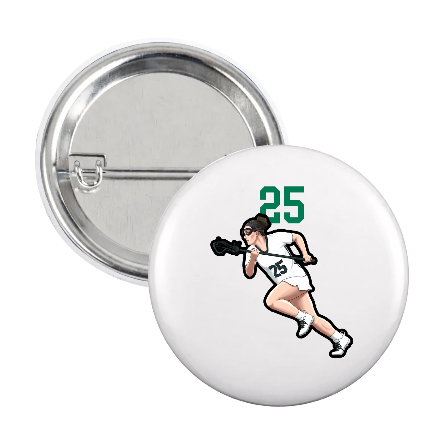 Game Day Button — Number Top in White